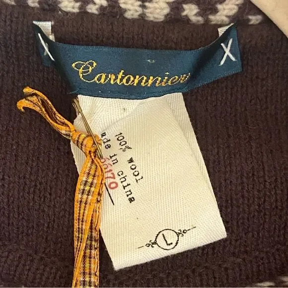 Anthropologie Cartonnier - Wool Brown Jabberwocky Cardigan Sweater - size L NWOT - Picture 4 of 10
